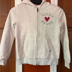 Lucky Brand Kids Light Gray Hoodie with Red Heart